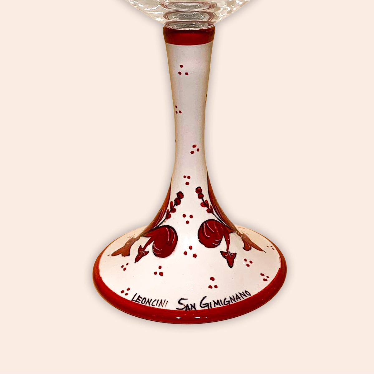 ELEGANT LEAD-FREE  CRYSTAL GLASS WITH CERAMIC STEM:  FLORENTINE DESIGN cm.23h